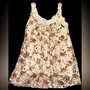 Red and Cream Floral Tank Top